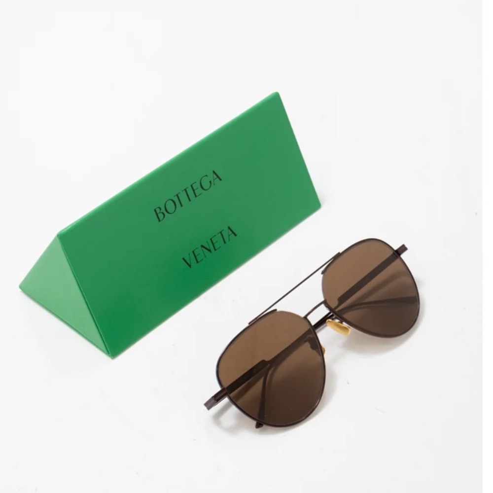 Bottega Veneta Brown Aviator Sunglasses Made in Italy